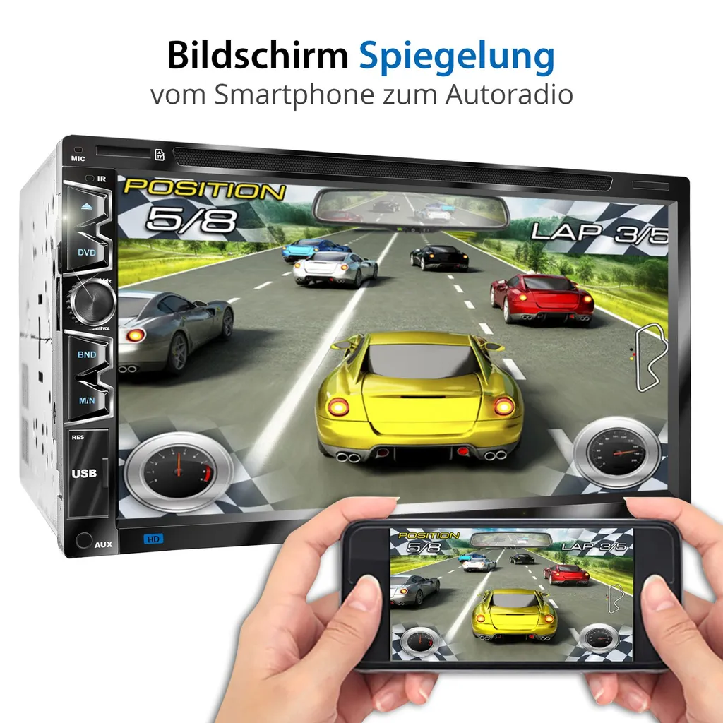 XOMAX XM-2D6907 Autoradio Mit 6,9 Zoll Touchscreen Bildschirm (kapazitiv), USB Mirrorlink, DVD CD Player, Micro SD, 2 DIN 12 XOMAX XM-2D6907 Autoradio Mit 6,9 Zoll Touchscreen Bildschirm (kapazitiv), USB Mirrorlink, DVD CD Player, Micro SD, 2 DIN - Image 12