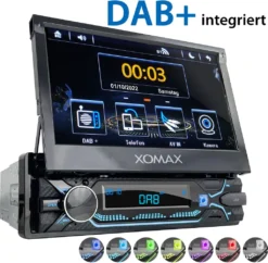 XOMAX XM-V748D Autoradio Mit DAB+ Plus, Mirrorlink, 7 Zoll Touchscreen Bildschirm (kapazitiv), Bluetooth, AUX, SD, USB, 1 DIN