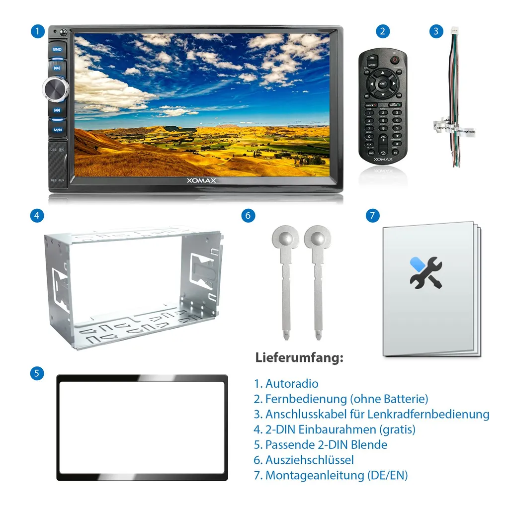 XOMAX XM-2V719 Autoradio Mit 7 Zoll Touchscreen Bildschirm, Bluetooth, USB, SD, AUX, 2 DIN 6 XOMAX XM-2V719 Autoradio Mit 7 Zoll Touchscreen Bildschirm, Bluetooth, USB, SD, AUX, 2 DIN - Image 6