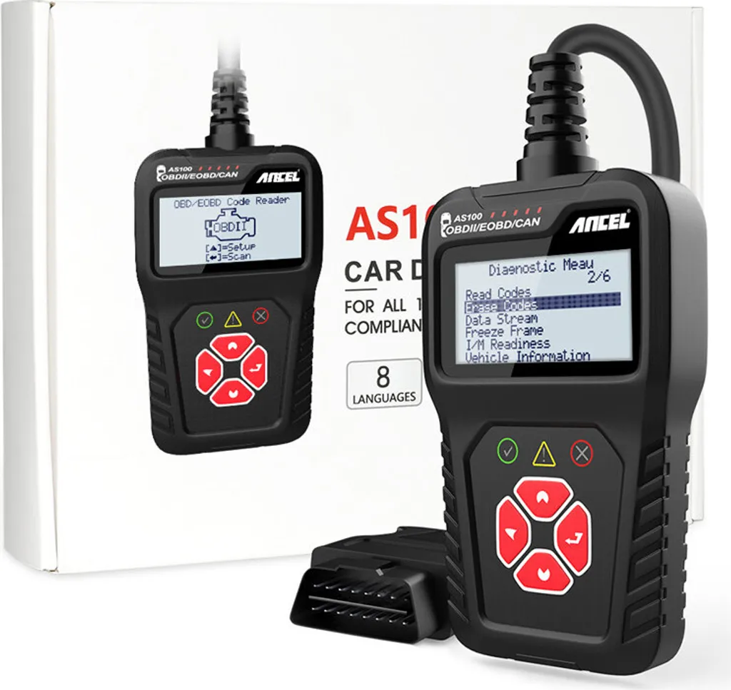 OBD2 ANCEL AS 100 - Diagnosegerät Für VW BMW Audi Mercedes Etc., 8 Sprachen (inkl. Deutsch), Update Der Lesesoftware, OBD-Diagnosegerät Schnittstelle OBD2-Verlängerungskabel 4 OBD2 ANCEL AS 100 - Diagnosegerät Für VW BMW Audi Mercedes Etc., 8 Sprachen (inkl. Deutsch), Update Der Lesesoftware, OBD-Diagnosegerät Schnittstelle OBD2-Verlängerungskabel - Image 4