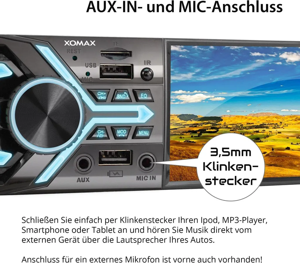 XOMAX XM-V426 Autoradio Mit 4 Zoll Touchscreen Bildschirm, Bluetooth, 2x USB, SD, AUX IN, 1 DIN 11 XOMAX XM-V426 Autoradio Mit 4 Zoll Touchscreen Bildschirm, Bluetooth, 2x USB, SD, AUX IN, 1 DIN - Image 11