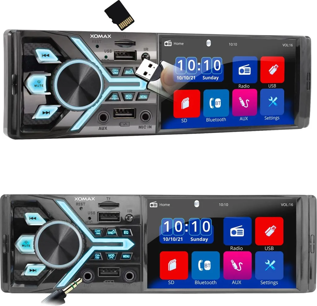 XOMAX XM-V426 Autoradio Mit 4 Zoll Touchscreen Bildschirm, Bluetooth, 2x USB, SD, AUX IN, 1 DIN 3 XOMAX XM-V426 Autoradio Mit 4 Zoll Touchscreen Bildschirm, Bluetooth, 2x USB, SD, AUX IN, 1 DIN - Image 3