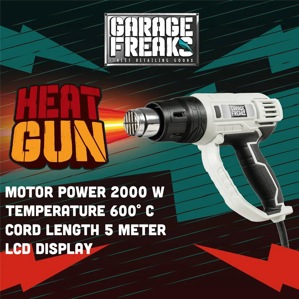 Garage Freaks Elektro Heissluftpistole Mit LCD Anzeige 5 M Kabel 600°C 2000 Watt 2 Garage Freaks Elektro Heissluftpistole Mit LCD Anzeige 5 M Kabel 600°C 2000 Watt - Image 2