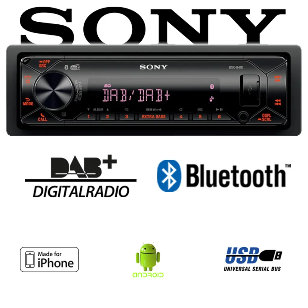 Sony DSX-B41D | Bluetooth | DAB+ | MultiColor IPhone - Android Autoradio 2 Sony DSX-B41D | Bluetooth | DAB+ | MultiColor IPhone - Android Autoradio - Image 2