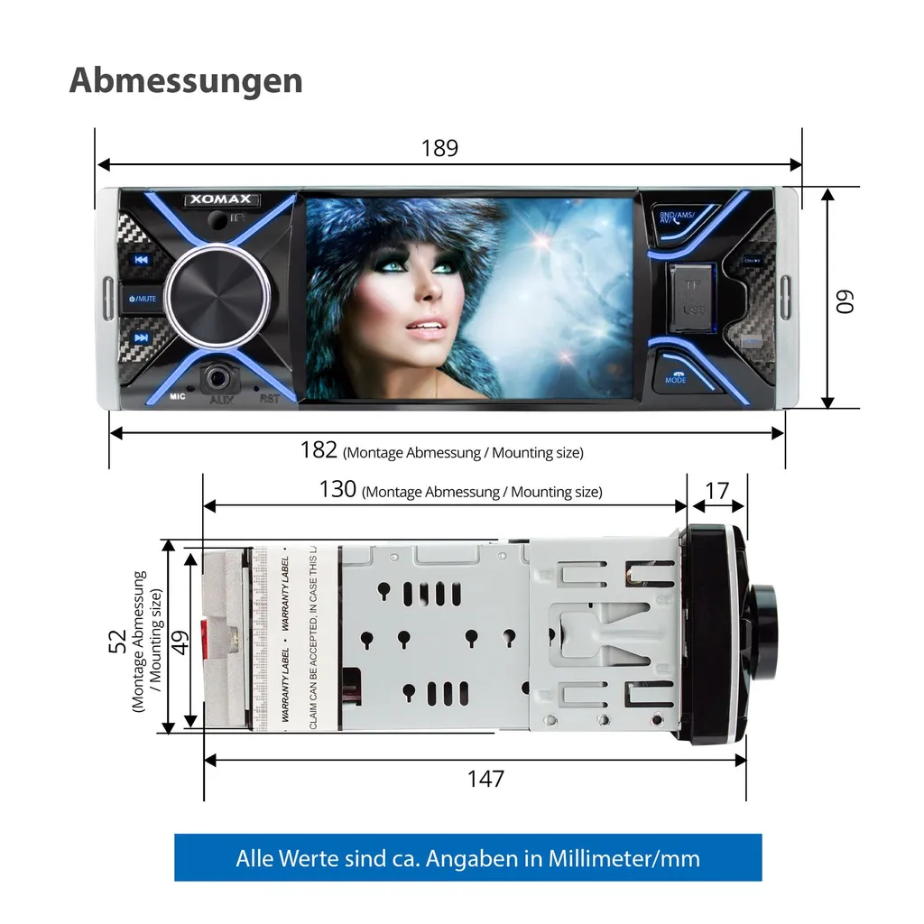 XOMAX XM-V417 Autoradio Mit 4 Zoll Touchscreen Bildschirm, Bluetooth Freisprecheinrichtung, USB SD, AUX, 1 DIN 5 XOMAX XM-V417 Autoradio Mit 4 Zoll Touchscreen Bildschirm, Bluetooth Freisprecheinrichtung, USB SD, AUX, 1 DIN - Image 5