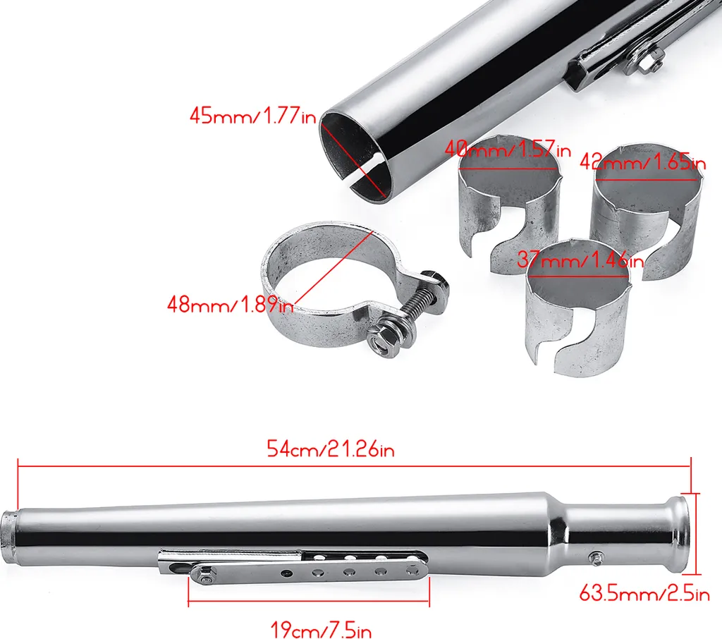 2x Universal Motorrad Auspuff Auspufftopf Schalldämpfer Endtopf + Halter 540mm 3 2x Universal Motorrad Auspuff Auspufftopf Schalldämpfer Endtopf + Halter 540mm - Image 3