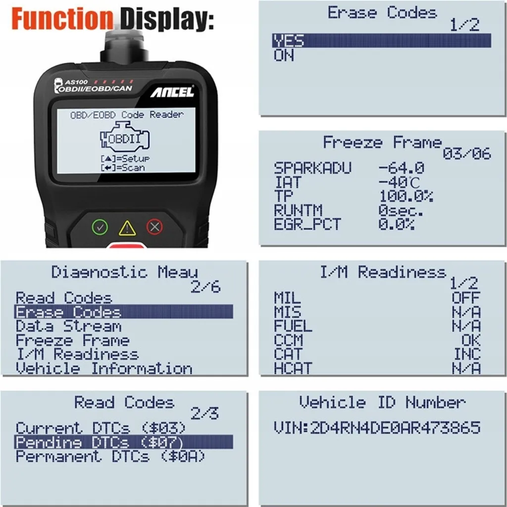 OBD2 ANCEL AS 100 - Diagnosegerät Für VW BMW Audi Mercedes Etc., 8 Sprachen (inkl. Deutsch), Update Der Lesesoftware, OBD-Diagnosegerät Schnittstelle OBD2-Verlängerungskabel 7 OBD2 ANCEL AS 100 - Diagnosegerät Für VW BMW Audi Mercedes Etc., 8 Sprachen (inkl. Deutsch), Update Der Lesesoftware, OBD-Diagnosegerät Schnittstelle OBD2-Verlängerungskabel - Image 7