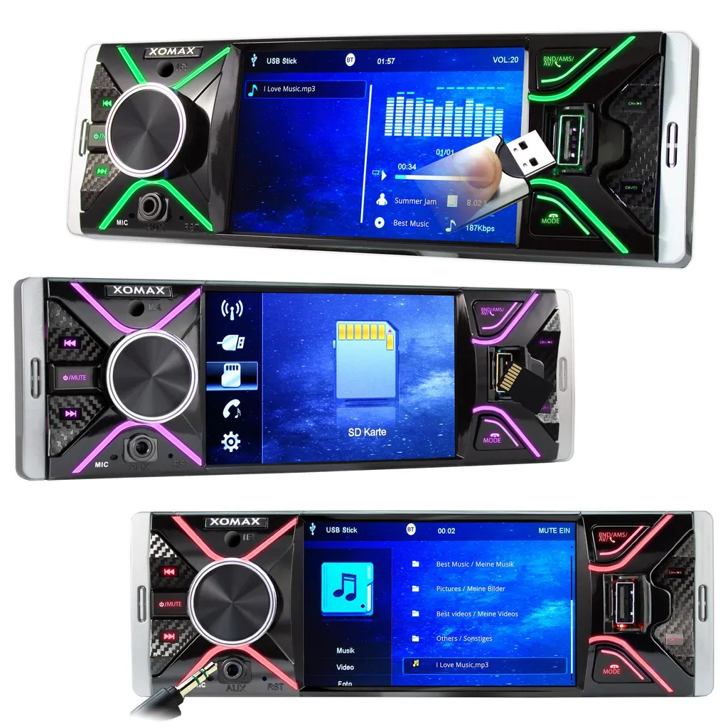 XOMAX XM-V417 Autoradio Mit 4 Zoll Touchscreen Bildschirm, Bluetooth Freisprecheinrichtung, USB SD, AUX, 1 DIN 3 XOMAX XM-V417 Autoradio Mit 4 Zoll Touchscreen Bildschirm, Bluetooth Freisprecheinrichtung, USB SD, AUX, 1 DIN - Image 3