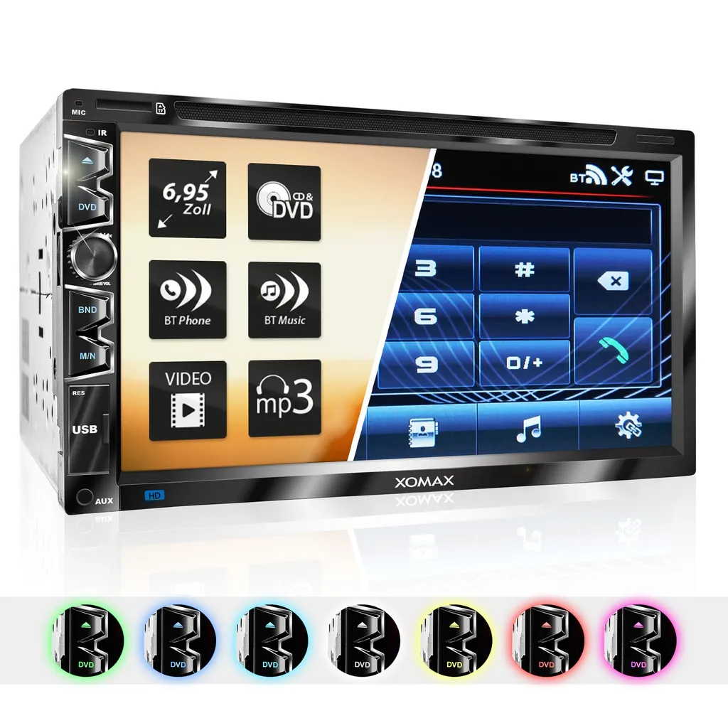 XOMAX XM-2D6907 Autoradio Mit 6,9 Zoll Touchscreen Bildschirm (kapazitiv), USB Mirrorlink, DVD CD Player, Micro SD, 2 DIN 1 XOMAX XM-2D6907 Autoradio Mit 6,9 Zoll Touchscreen Bildschirm (kapazitiv), USB Mirrorlink, DVD CD Player, Micro SD, 2 DIN