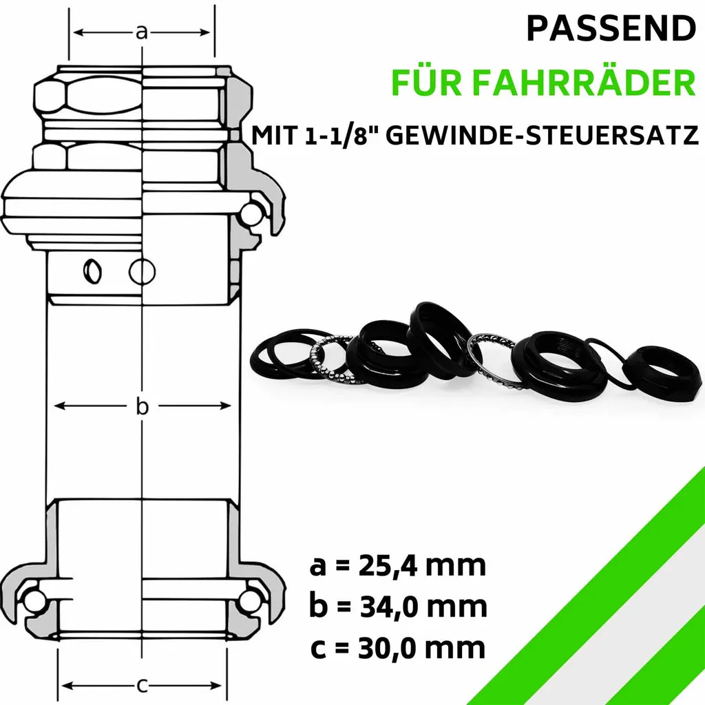 Fahrrad Steuersatz 1 1/8 Zoll Rennrad Gewinde Lagersatz Schwarz Retro Steuerkopf Lager 1-1/8 Inch 3 Fahrrad Steuersatz 1 1/8 Zoll Rennrad Gewinde Lagersatz Schwarz Retro Steuerkopf Lager 1-1/8 Inch - Image 3