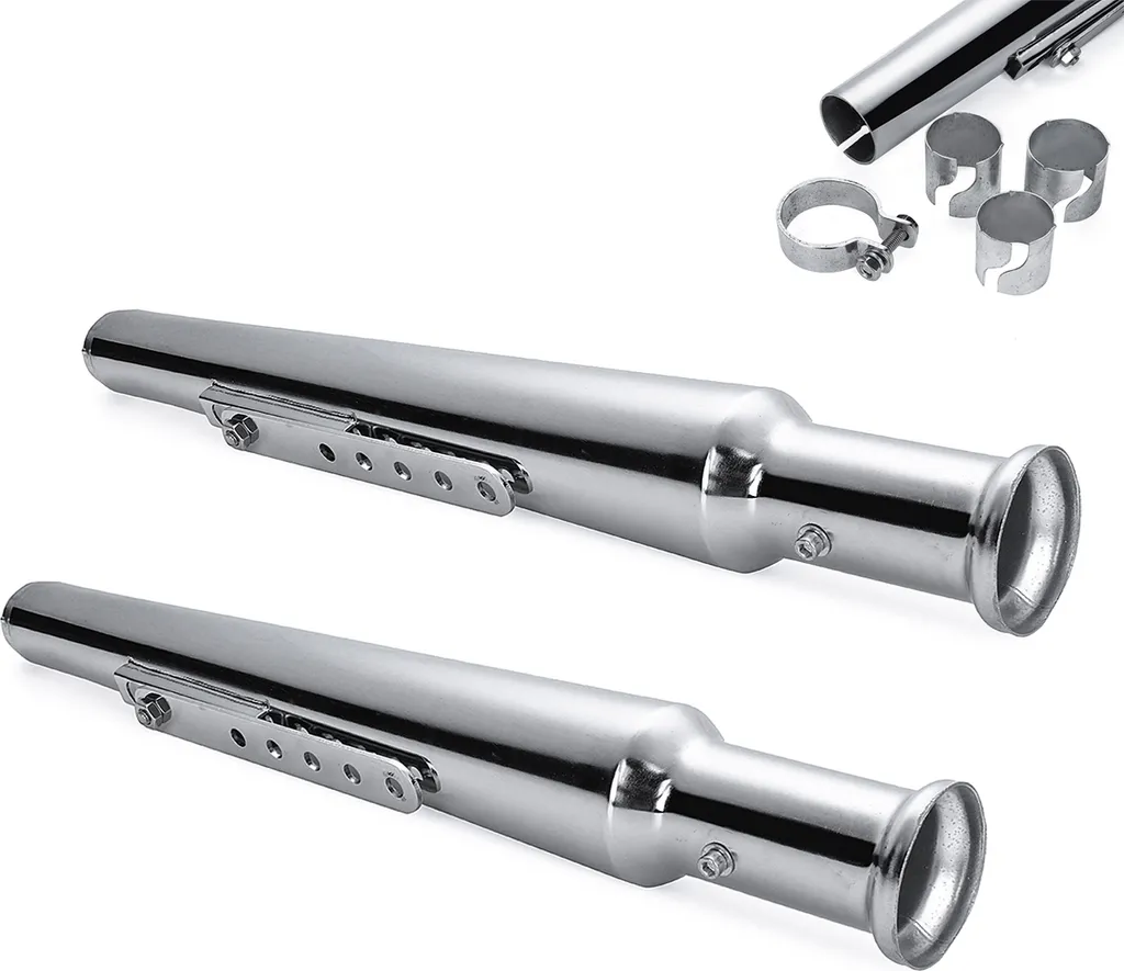 2x Universal Motorrad Auspuff Auspufftopf Schalldämpfer Endtopf + Halter 540mm 2 2x Universal Motorrad Auspuff Auspufftopf Schalldämpfer Endtopf + Halter 540mm - Image 2
