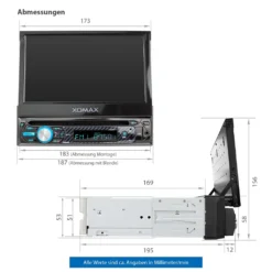 XOMAX XM-D750 Autoradio Mit 7 Zoll Touchscreen Bildschirm (ausfahrbar), DVD CD Player, Bluetooth, USB, SD, AUX, 1 DIN -Volkswagen Kenwood Verkaufe 902013ecd1778b27d9f68ffc4ed090a6