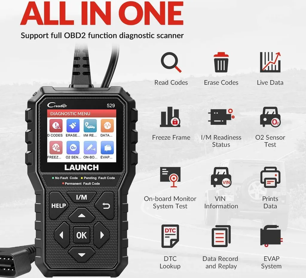 LAUNCH OBD2 Diagnosegerät CR529 KFZ Diagenosegerät Felercode Auslesen Auslesegerät Code Reader MIL Ausschalten Echtzeitdaten Und O2 Sensor EVAP Test 2 LAUNCH OBD2 Diagnosegerät CR529 KFZ Diagenosegerät Felercode Auslesen Auslesegerät Code Reader MIL Ausschalten Echtzeitdaten Und O2 Sensor EVAP Test - Image 2