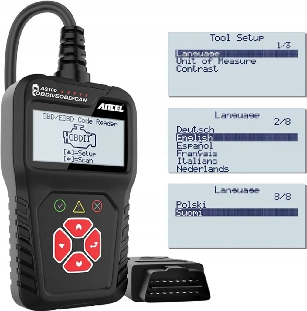 OBD2 ANCEL AS 100 - Diagnosegerät Für VW BMW Audi Mercedes Etc., 8 Sprachen (inkl. Deutsch), Update Der Lesesoftware, OBD-Diagnosegerät Schnittstelle OBD2-Verlängerungskabel 6 OBD2 ANCEL AS 100 - Diagnosegerät Für VW BMW Audi Mercedes Etc., 8 Sprachen (inkl. Deutsch), Update Der Lesesoftware, OBD-Diagnosegerät Schnittstelle OBD2-Verlängerungskabel - Image 6