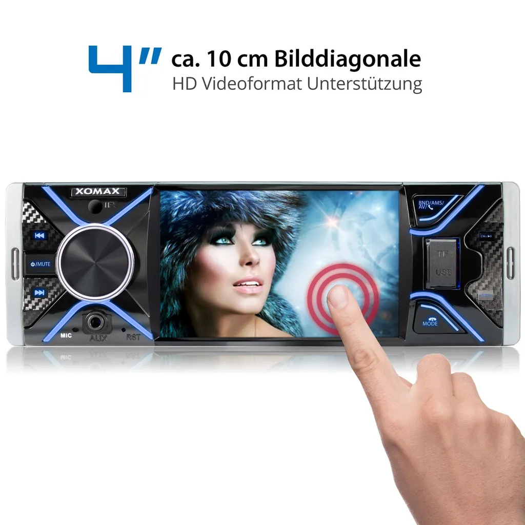 XOMAX XM-V417 Autoradio Mit 4 Zoll Touchscreen Bildschirm, Bluetooth Freisprecheinrichtung, USB SD, AUX, 1 DIN 2 XOMAX XM-V417 Autoradio Mit 4 Zoll Touchscreen Bildschirm, Bluetooth Freisprecheinrichtung, USB SD, AUX, 1 DIN - Image 2