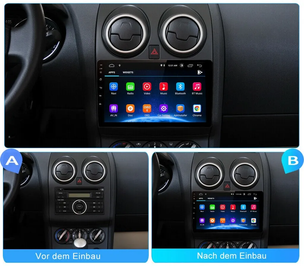 Nissan Qashqai Android 11 Autoradio 9" Touchscreen BT GPS Navi Carplay 2GB RAM 32GB ROM 6 Nissan Qashqai Android 11 Autoradio 9" Touchscreen BT GPS Navi Carplay 2GB RAM 32GB ROM - Image 6