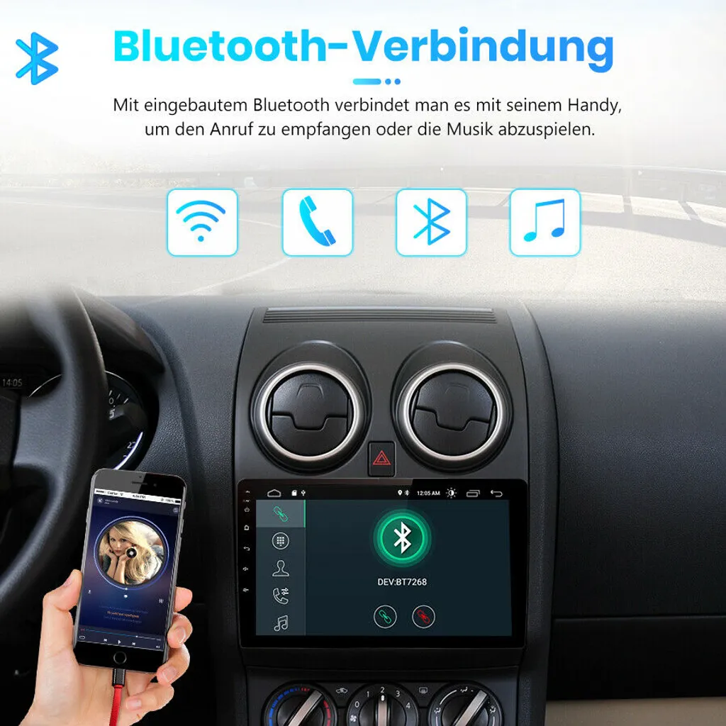 Nissan Qashqai Android 11 Autoradio 9" Touchscreen BT GPS Navi Carplay 2GB RAM 32GB ROM 4 Nissan Qashqai Android 11 Autoradio 9" Touchscreen BT GPS Navi Carplay 2GB RAM 32GB ROM - Image 4