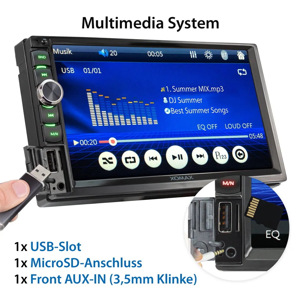 XOMAX XM-2V719 Autoradio Mit 7 Zoll Touchscreen Bildschirm, Bluetooth, USB, SD, AUX, 2 DIN 3 XOMAX XM-2V719 Autoradio Mit 7 Zoll Touchscreen Bildschirm, Bluetooth, USB, SD, AUX, 2 DIN - Image 3