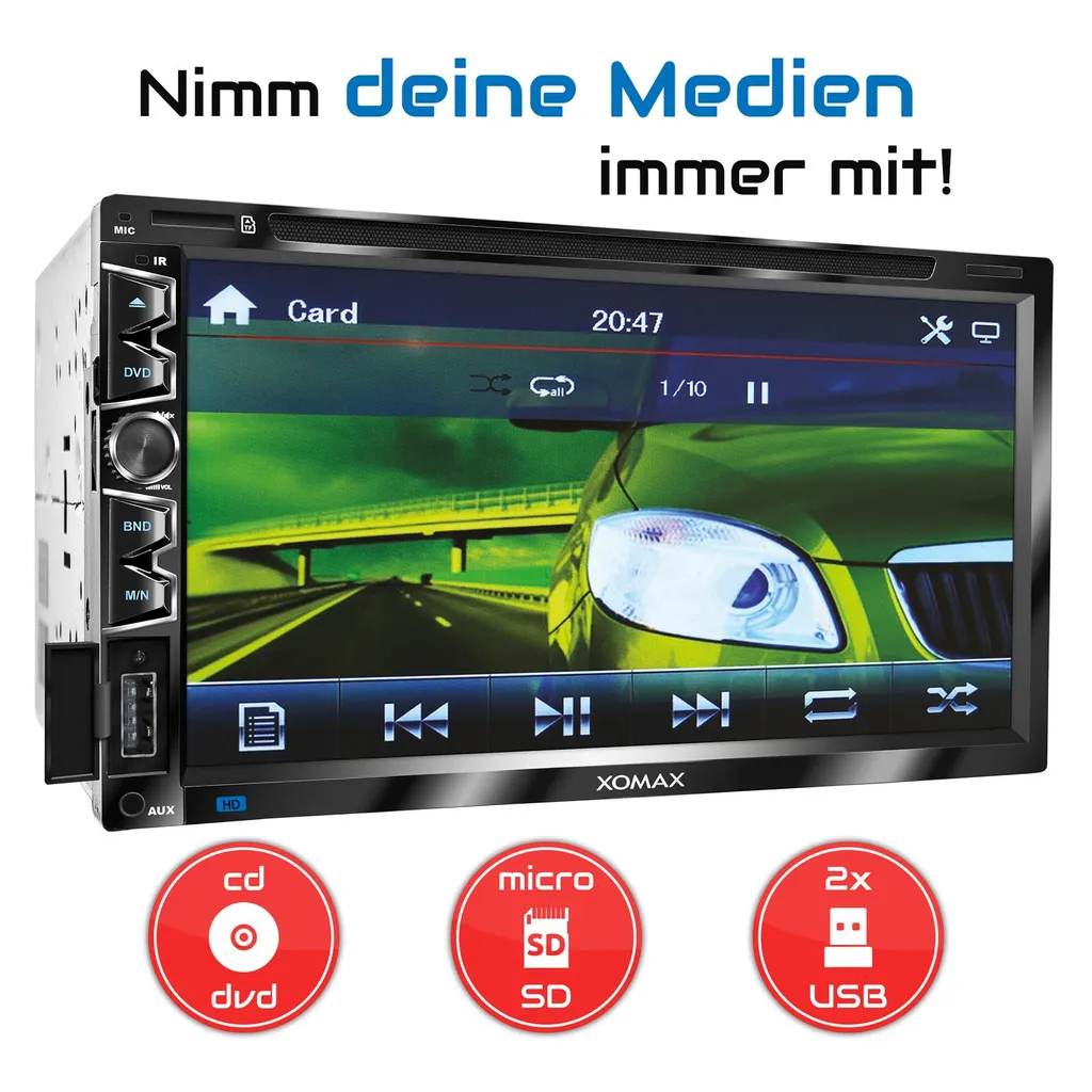 XOMAX XM-2D6907 Autoradio Mit 6,9 Zoll Touchscreen Bildschirm (kapazitiv), USB Mirrorlink, DVD CD Player, Micro SD, 2 DIN 7 XOMAX XM-2D6907 Autoradio Mit 6,9 Zoll Touchscreen Bildschirm (kapazitiv), USB Mirrorlink, DVD CD Player, Micro SD, 2 DIN - Image 7