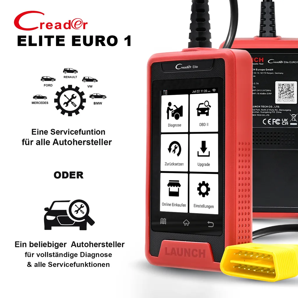 LAUNCH CRE Euro1 OBD2 Diagnosegerät Für Alle Steuergeräte +31 Service Funktionen 1 LAUNCH CRE Euro1 OBD2 Diagnosegerät Für Alle Steuergeräte +31 Service Funktionen